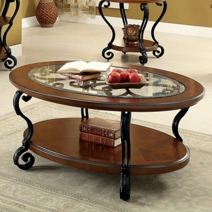 Furniture Of America May Traditional Brown Cherry Coffee Table Model CM4326C