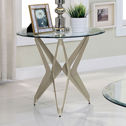 Furniture Of America Alvise Contemporary Champagne End Table Model CM4377E-TABLE