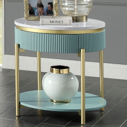 Furniture Of America Koblenz Glam Light Teal End Table Model CM4412GR-E