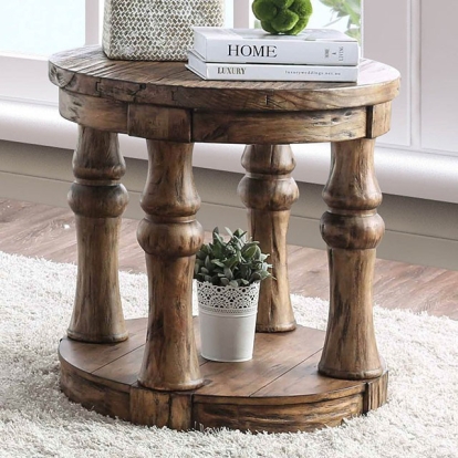 Furniture Of America Mika Rustic Antique Oak End Table Model CM4424A-E