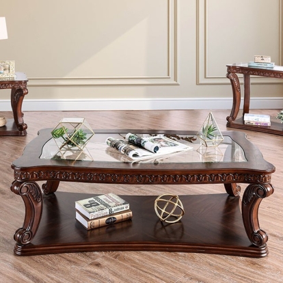 Furniture Of America Walworth Traditional Dark Oak Coffee Table Model CM4428C