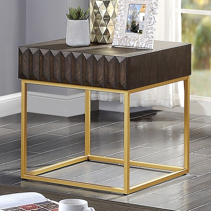 Furniture Of America Augsburg Contemporary Walnut/Gold End Table Model CM4545WN-E