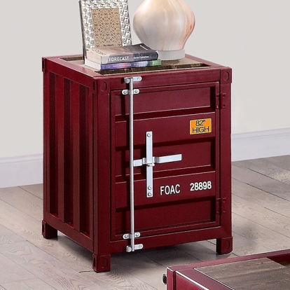 Furniture Of America Dicargo Industrial Red End Table Model CM4789RD-E