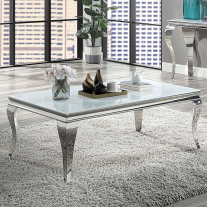 Furniture Of America Wetzikon Glam White/Silver Coffee Table Model CM4903WH-C-TABLE
