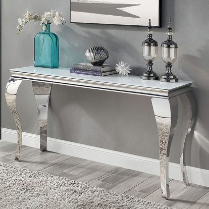 Furniture Of America Wetzikon Glam White/Silver Sofa Table Model CM4903WH-S-TABLE
