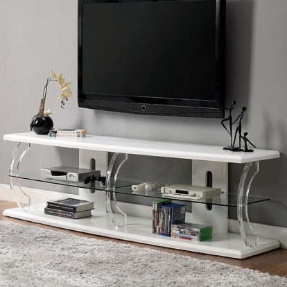 Furniture Of America Ernst Contemporary White/Clear 60" Tv Stand Model CM5901WH-TV-60