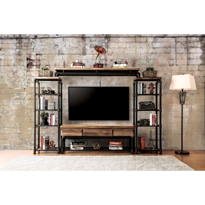 Furniture Of America Kebbyll Industrial Antique Black/Natural Tone 60" Tv Stand Model CM5913-TV-PK