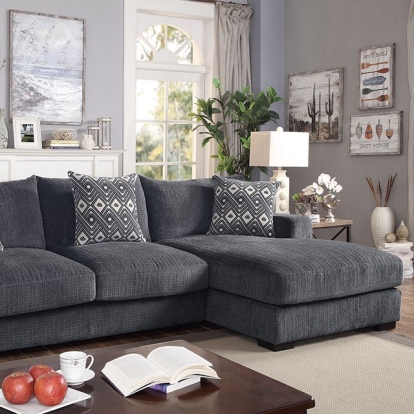 Furniture Of America Kaylee Contemporary Gray L-Sectional W/ Right Chaise Model CM6587-SECT-L-R
