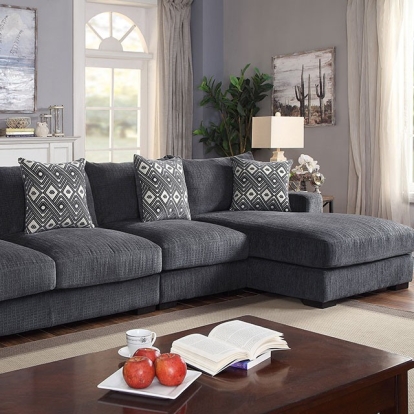 Furniture Of America Kaylee Contemporary Gray Large L-Sectional W/ Right Chaise Model CM6587-SECT-LL-R