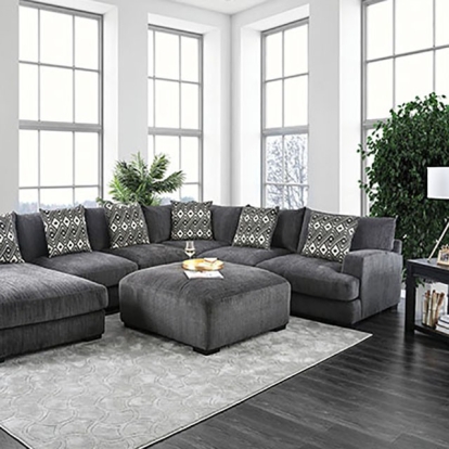 Furniture Of America Kaylee Contemporary Gray U-Sectional W/ Left Chaise Model CM6587-SECT