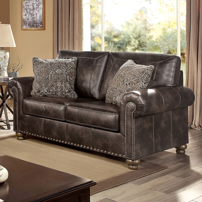 Furniture Of America Bemus Traditional Dark Brown Loveseat Model CM6731DB-LV