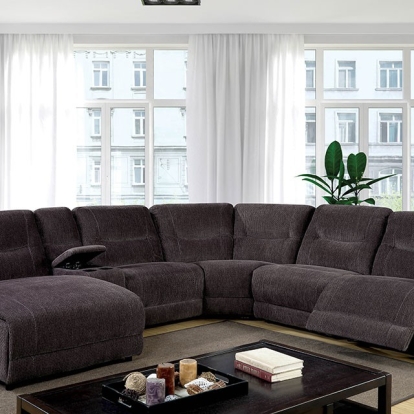 Furniture Of America Zuben Transitional Dark Gray Sectional Model CM6853-SECTIONAL