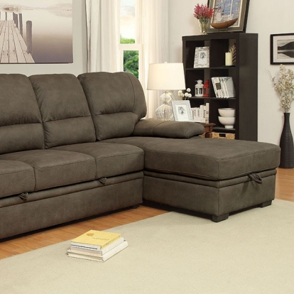 Furniture Of America Alcester Contemporary Ash Brown Sectional Model CM6908BR-SET