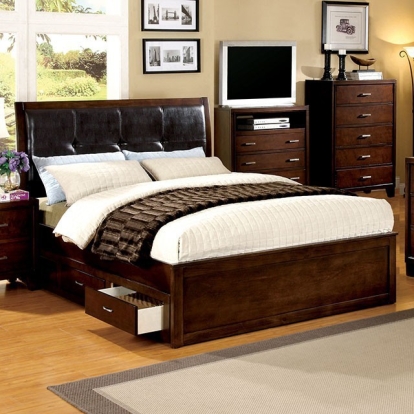 Furniture Of America Enrico Contemporary Brown Cherry Bed Model CM7067-E.King Bed