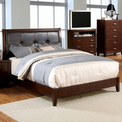 Furniture Of America Enrico Contemporary Brown Cherry Bed Model CM7068-Cal.King Bed