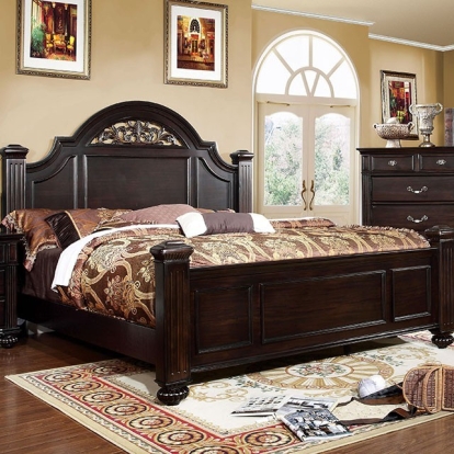 Furniture Of America Syracuse Traditional Dark Walnut Bed Model CM7129-E.King Bed