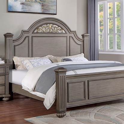 Furniture Of America Syracuse Traditional Gray Bed Model CM7129GY-E.King Bed