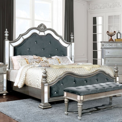 Furniture Of America Azha Glam Silver/Gray Bed Model CM7194-E.King Bed