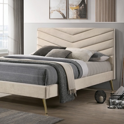 Furniture Of America Vivar Mid-Century Modern Beige Bed Model CM7220BG-Twin Bed