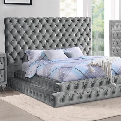 Furniture Of America Stefania Glam Gray Bed Model CM7227GY-E.King Bed