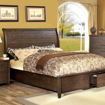 Furniture Of America Ribeira Transitional Rustic Dark Walnut Bed Model CM7252-E.King Bed