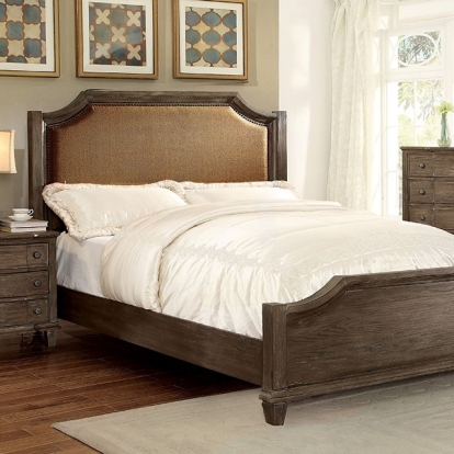 Furniture Of America Halliday Transitional Wire-Brushed Gray Bed Model CM7281-E.King Bed