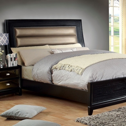 Furniture Of America Golva Contemporary Black/Taupe Bed Model CM7295-Queen Bed