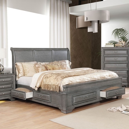 Furniture Of America Brandt Transitional Gray Bed Model CM7302GY-E.King Bed