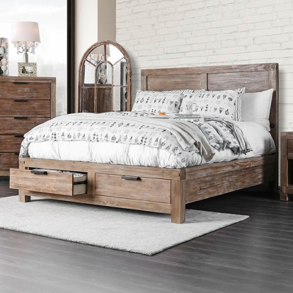 Furniture Of America Wynton Rustic Weathered Light Oak Bed Model CM7360-E.King Bed