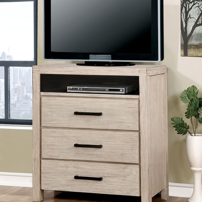 Furniture Of America Strasburg Rustic Wire-Brushed White Media Chest Model CM7382WH-TV