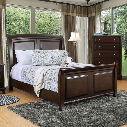 Furniture Of America Litchville Transitional Brown Cherry Bed Model CM7383-E.King Bed