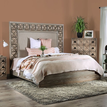 Furniture Of America Markos Transitional Weathered Light Oak Bed Model CM7393-E.King Bed