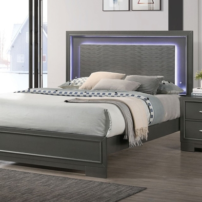 Furniture Of America Alison Contemporary Metallic Gray Bed Model CM7416GY-Full Bed