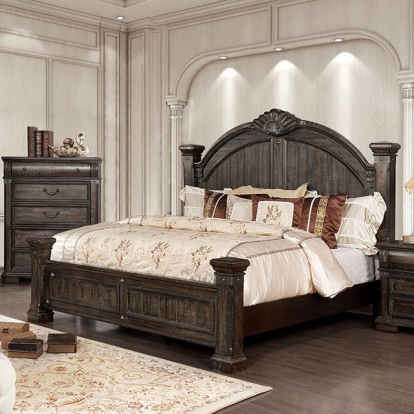 Furniture Of America Genevieve Transitional Distressed Walnut Bed Model CM7428-E.King Bed