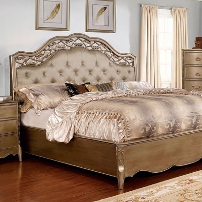 Furniture Of America Capella Traditional Brushed Gold Bed Model CM7442-E.King Bed