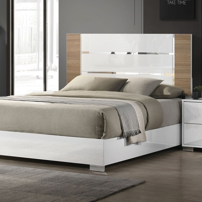 Furniture Of America Erlangen Contemporary White/Natural Bed Model CM7462WH-E.King Bed