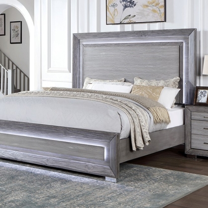 Furniture Of America Raiden Transitional Gray Bed Model CM7468GY-E.King Bed