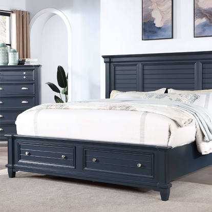 Furniture Of America Manzanillo Transitional Slate Blue Bed Model CM7470BL-E.King Bed