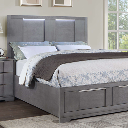 Furniture Of America Regulus Contemporary Gray Bed Model CM7475GY-E.King Bed