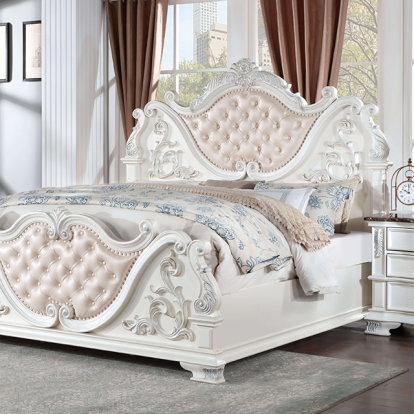 Furniture Of America Esparanza Traditional Pearl White Bed Model CM7478WH-E.King Bed