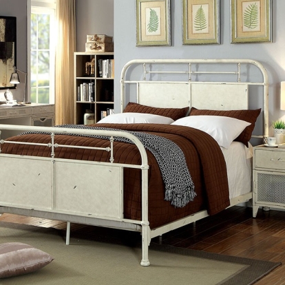 Furniture Of America Haldus Industrial Distressed White Bed Model CM7502WH-Twin Bed