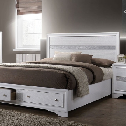 Furniture Of America Chrissy Contemporary White Bed Model CM7552-Queen Bed