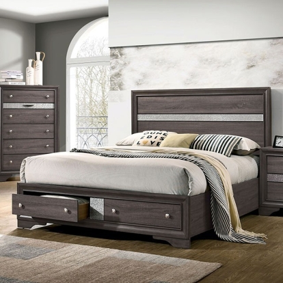 Furniture Of America Chrissy Contemporary Gray Bed Model CM7552GY-Queen Bed