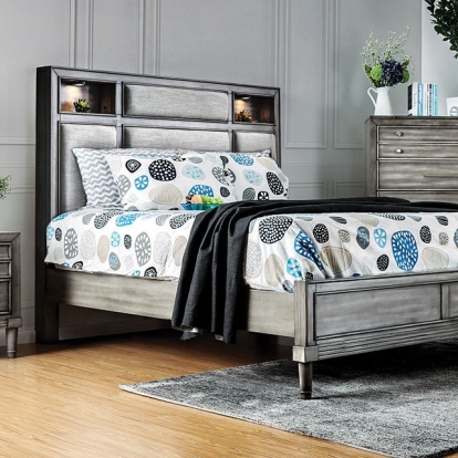 Furniture Of America Daphne Transitional Gray Bed Model CM7556-E.King Bed