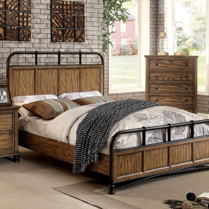Furniture Of America Mcville Industrial Dark Oak Bed Model CM7558-E.King Bed