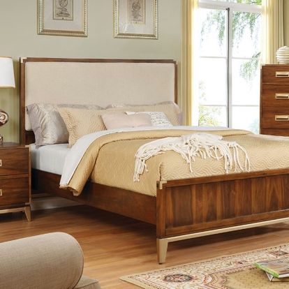 Furniture Of America Tychus Transitional Dark Oak/Beige Bed Model CM7559F-Cal.King Bed