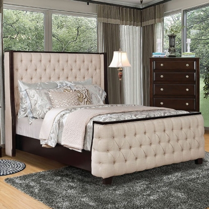 Furniture Of America Camille Contemporary Beige Bed Model CM7566-E.King Bed