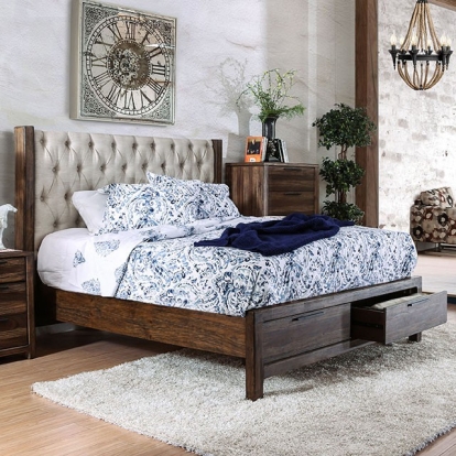 Furniture Of America Hutchinson Rustic Rustic Natural Tone/Beige Bed Model CM7577DR-E.King Bed