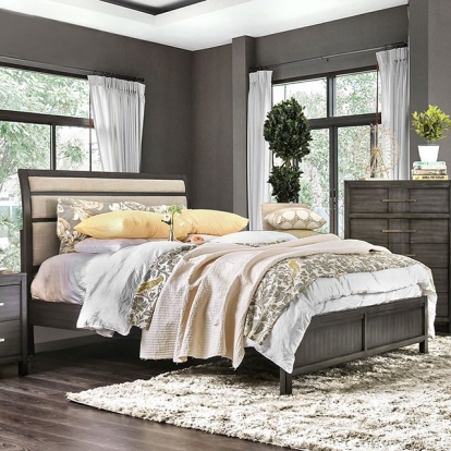 Furniture Of America Berenice Transitional Gray/Beige Bed Model CM7580GY-E.King Bed