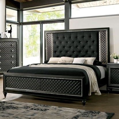 Furniture Of America Demetria Contemporary Metallic Gray Bed Model CM7584-E.King Bed